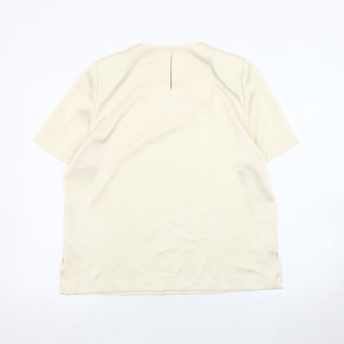 Viyella Petite Women Ivory Crew Neck Short Sleeve Blouse Size 12