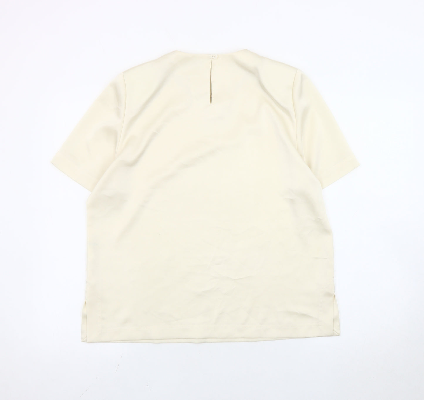 Viyella Petite Women Ivory Crew Neck Short Sleeve Blouse Size 12