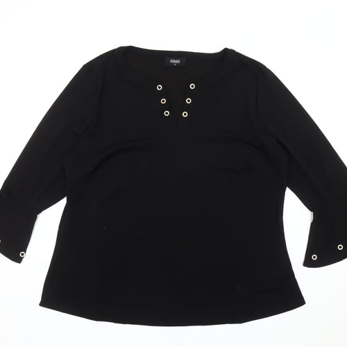 Klass Women’s Black Bell Sleeve Eyelet Blouse XL Regular Fit