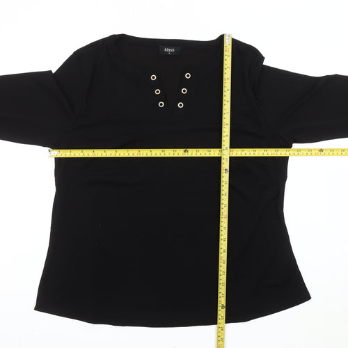 Klass Women’s Black Bell Sleeve Eyelet Blouse XL Regular Fit