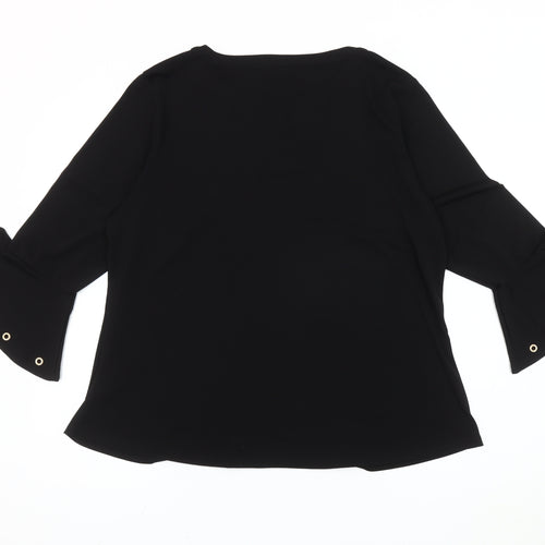 Klass Women’s Black Bell Sleeve Eyelet Blouse XL Regular Fit