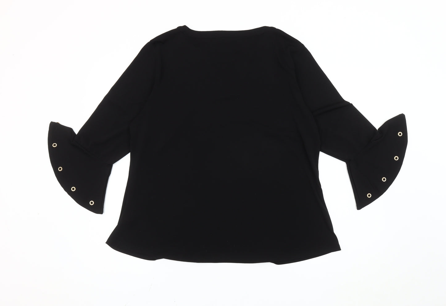 Klass Women’s Black Bell Sleeve Eyelet Blouse XL Regular Fit