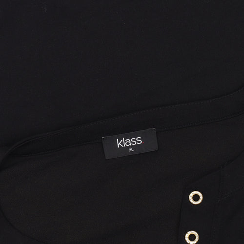 Klass Women’s Black Bell Sleeve Eyelet Blouse XL Regular Fit
