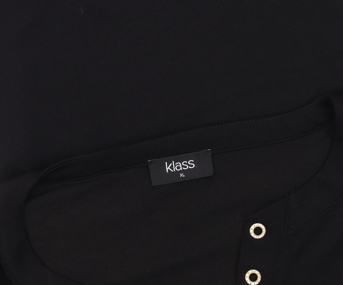 Klass Women’s Black Bell Sleeve Eyelet Blouse XL Regular Fit