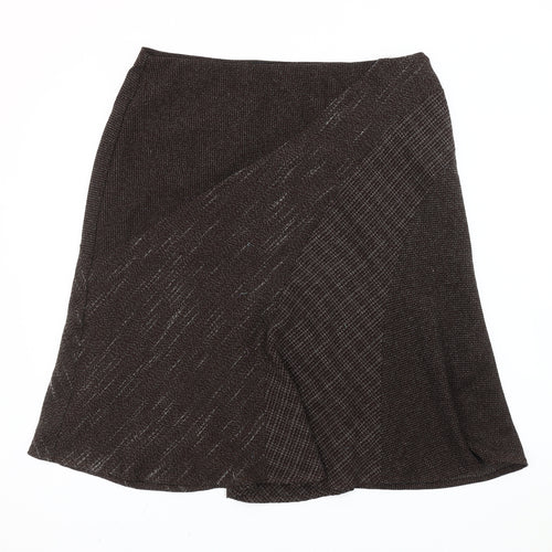 Marks and Spencer Women’s Brown Check A-Line Midi Skirt Size 16
