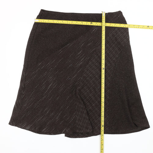 Marks and Spencer Women’s Brown Check A-Line Midi Skirt Size 16
