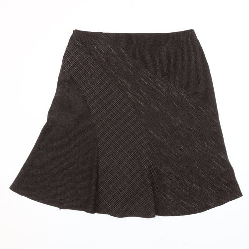 Marks and Spencer Women’s Brown Check A-Line Midi Skirt Size 16