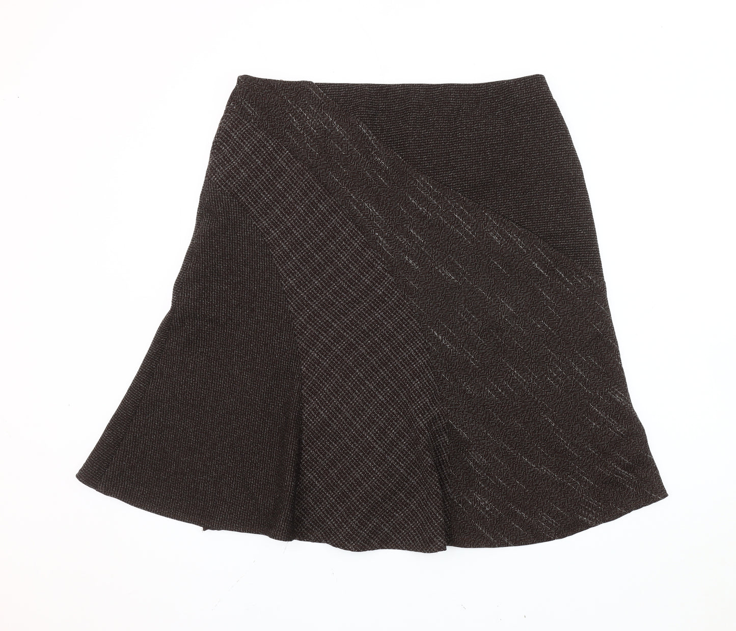 Marks and Spencer Women’s Brown Check A-Line Midi Skirt Size 16