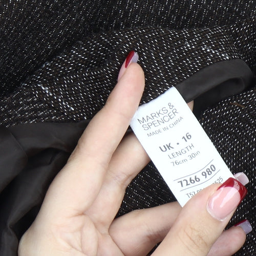 Marks and Spencer Women’s Brown Check A-Line Midi Skirt Size 16
