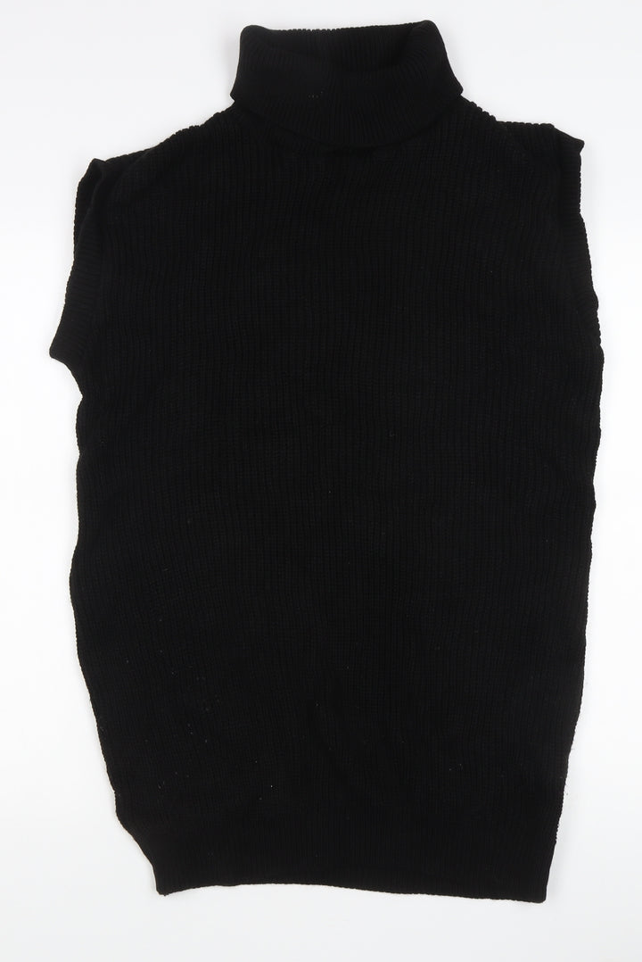 Nana Women’s Black Sleeveless Roll Neck Rib-Knit Jumper Size S