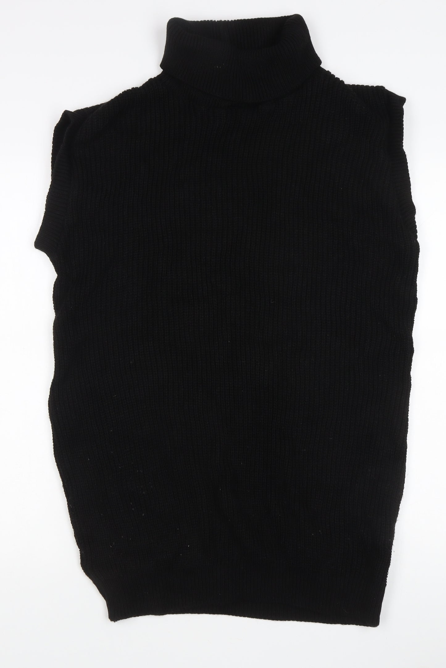 Nana Women’s Black Sleeveless Roll Neck Rib-Knit Jumper Size S