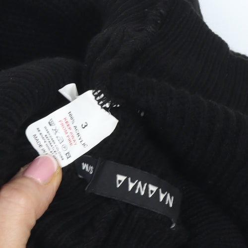 Nana Women’s Black Sleeveless Roll Neck Rib-Knit Jumper Size S