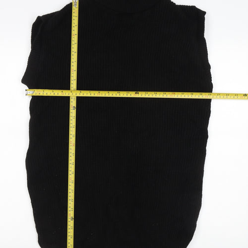 Nana Women’s Black Sleeveless Roll Neck Rib-Knit Jumper Size S