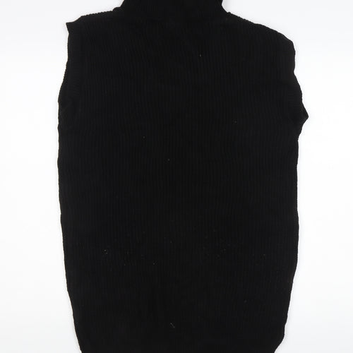Nana Women’s Black Sleeveless Roll Neck Rib-Knit Jumper Size S