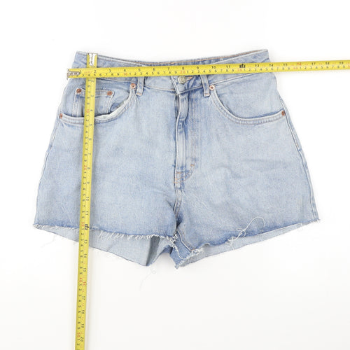Topshop Women’s Blue High-Rise Cut-Off Denim Shorts Size M