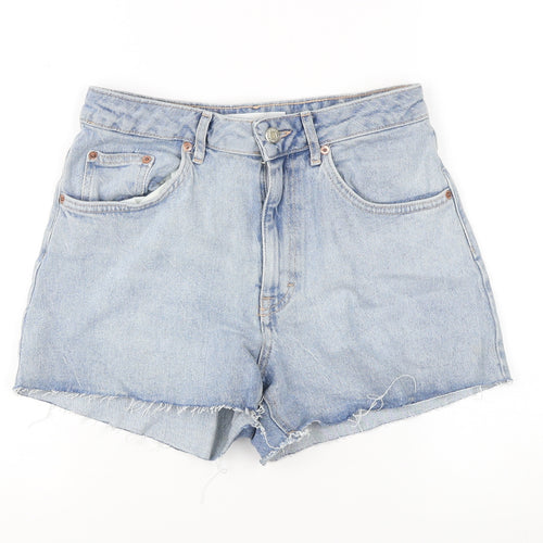 Topshop Women’s Blue High-Rise Cut-Off Denim Shorts Size M