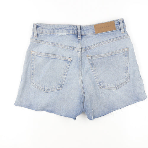Topshop Women’s Blue High-Rise Cut-Off Denim Shorts Size M