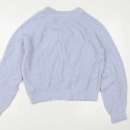 H&M Women's Purple Chunky Knit Crew Neck Pullover Jumper M