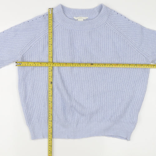 H&M Women's Purple Chunky Knit Crew Neck Pullover Jumper M