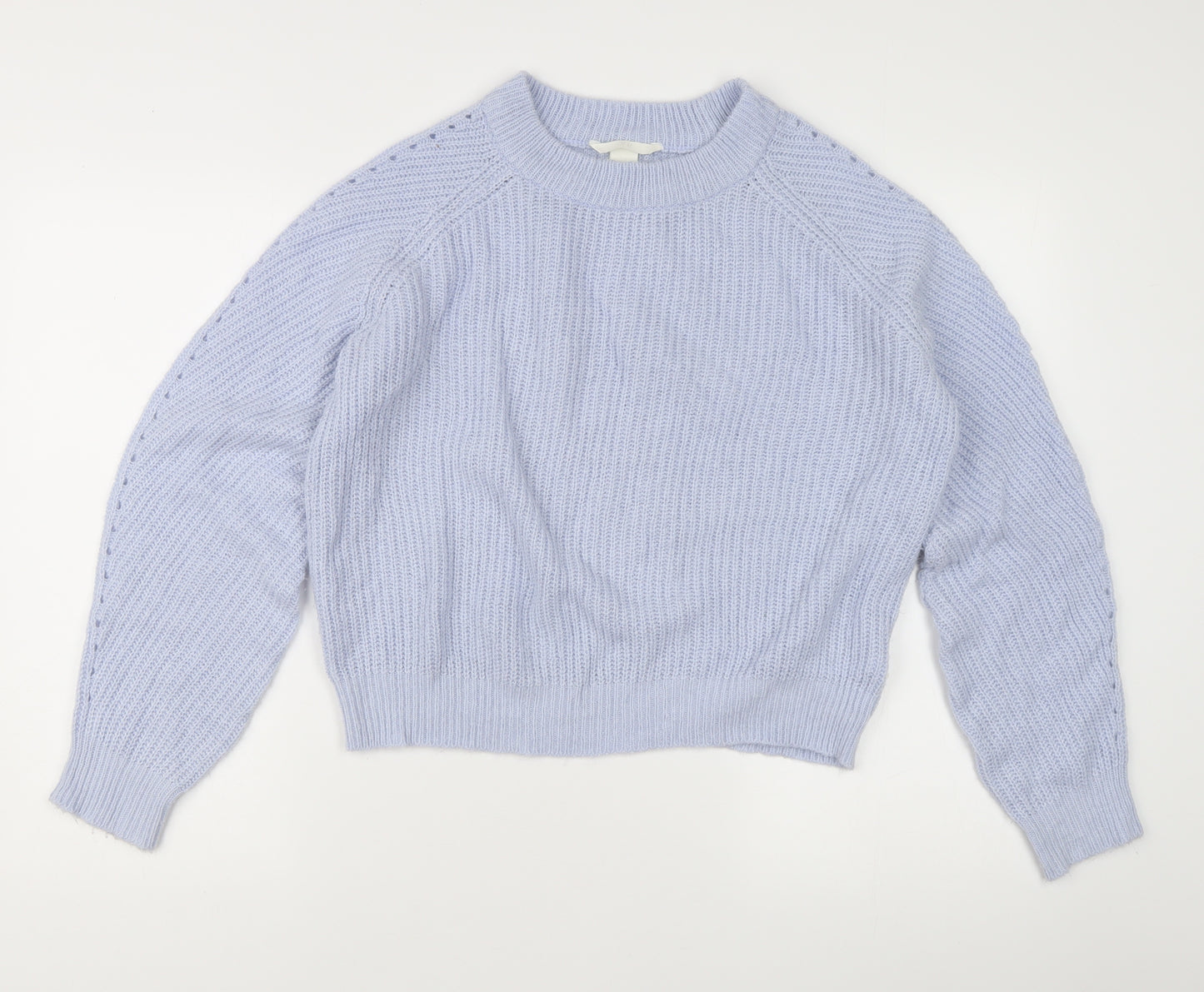 H&M Women's Purple Chunky Knit Crew Neck Pullover Jumper M