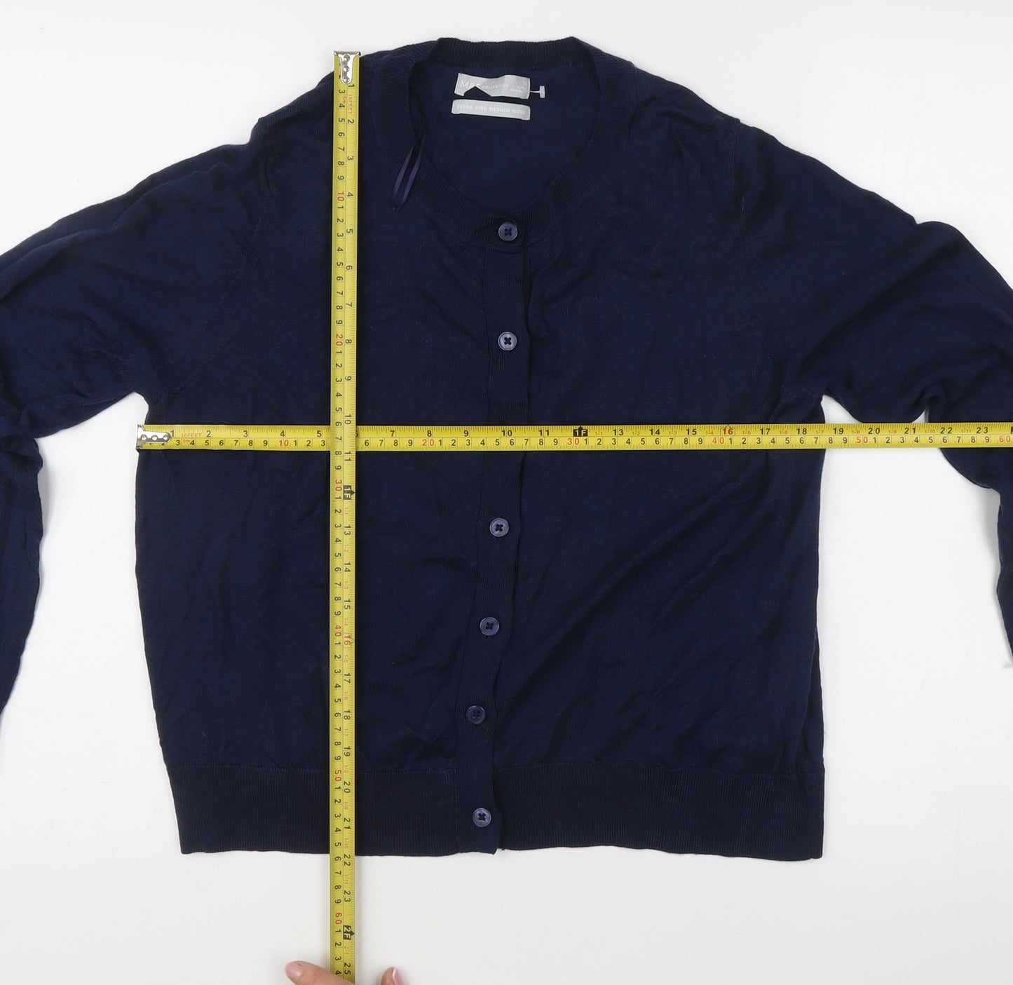 Marks and Spencer Women's Blue Size 16 Cardigan Merino Wool