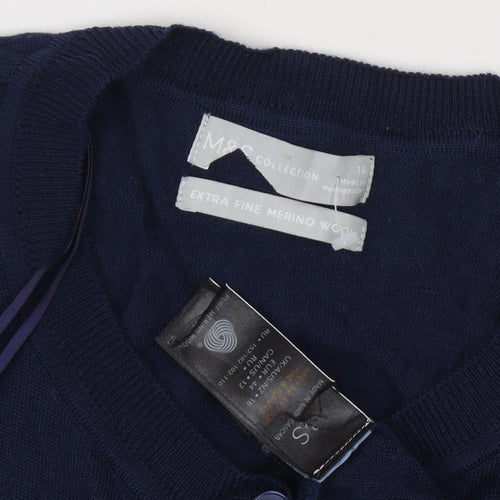 Marks and Spencer Women's Blue Size 16 Cardigan Merino Wool