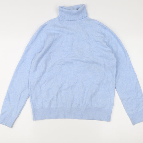 Marks and Spencer Women's Blue Roll Neck Wool Jumper Size S