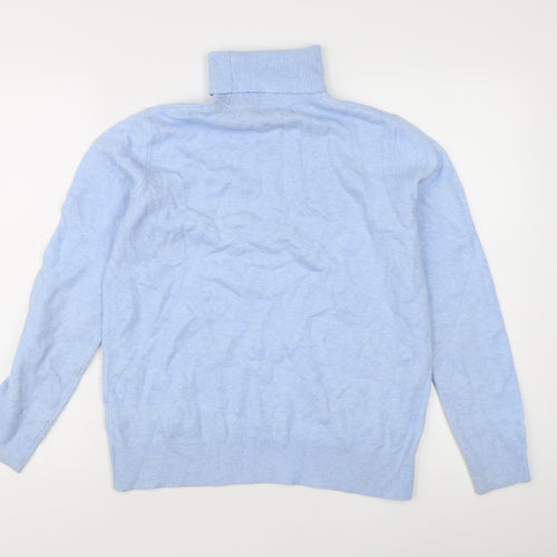 Marks and Spencer Women's Blue Roll Neck Wool Jumper Size S