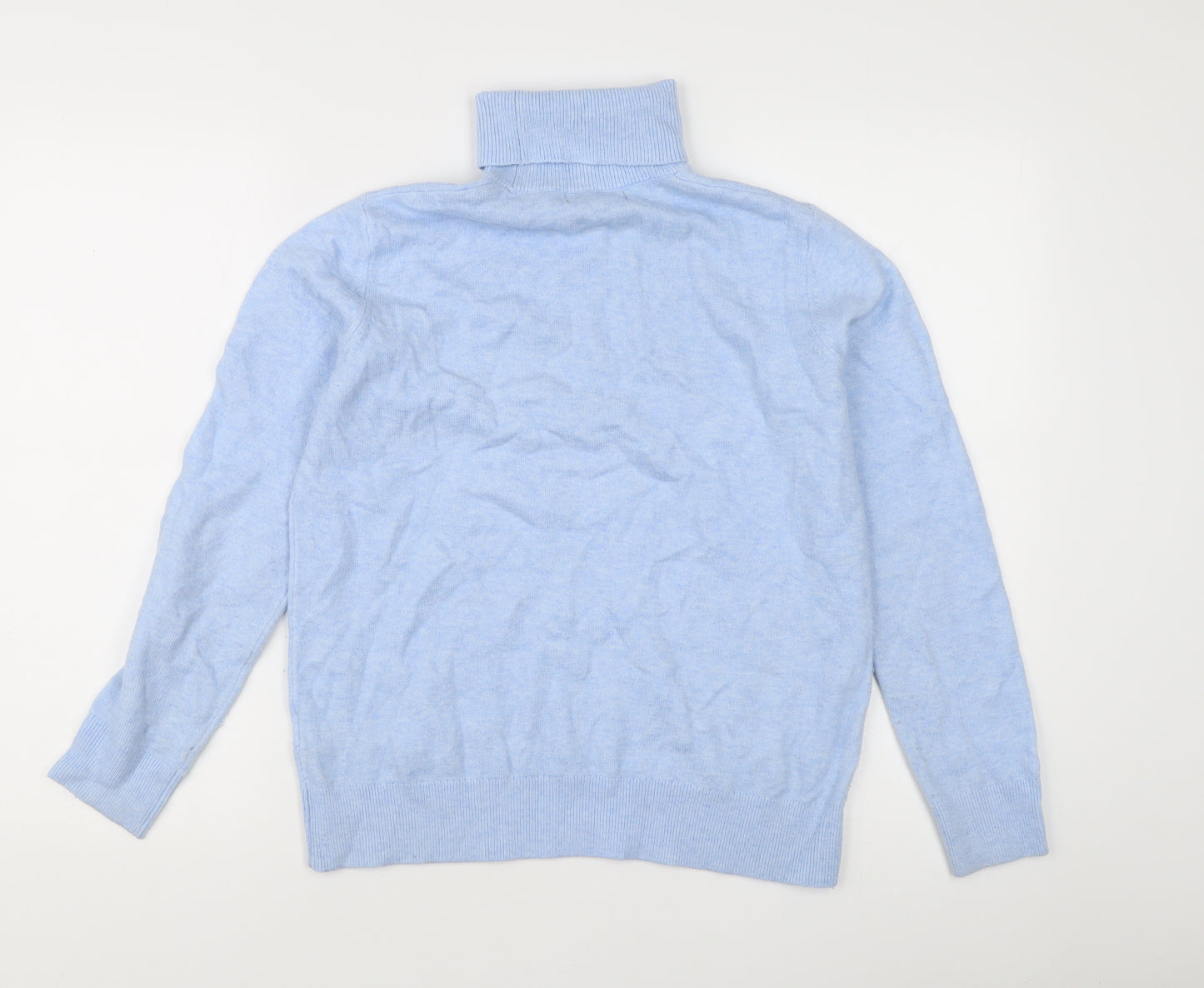 Marks and Spencer Women's Blue Roll Neck Wool Jumper Size S