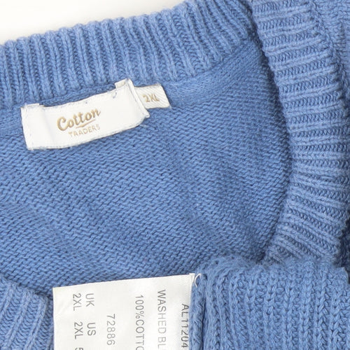 Cotton Traders Men’s Blue 2XL Crew Neck Cotton Jumper