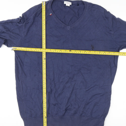 U.S. Polo Assn. Men’s Blue Cotton V-Neck Pullover Jumper XL