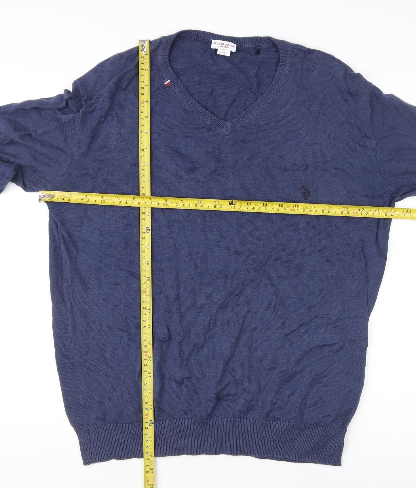 U.S. Polo Assn. Men’s Blue Cotton V-Neck Pullover Jumper XL