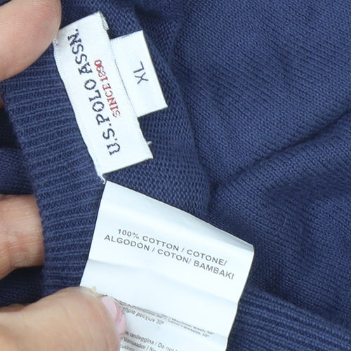 U.S. Polo Assn. Men’s Blue Cotton V-Neck Pullover Jumper XL