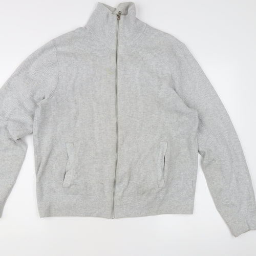 Marks and Spencer Men's Grey Knit Full Zip Jacket L Regular Fit