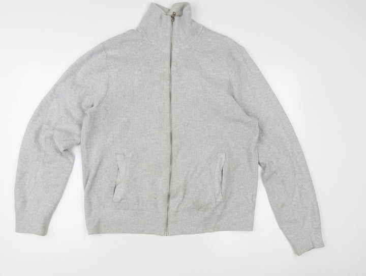 Marks and Spencer Men's Grey Knit Full Zip Jacket L Regular Fit