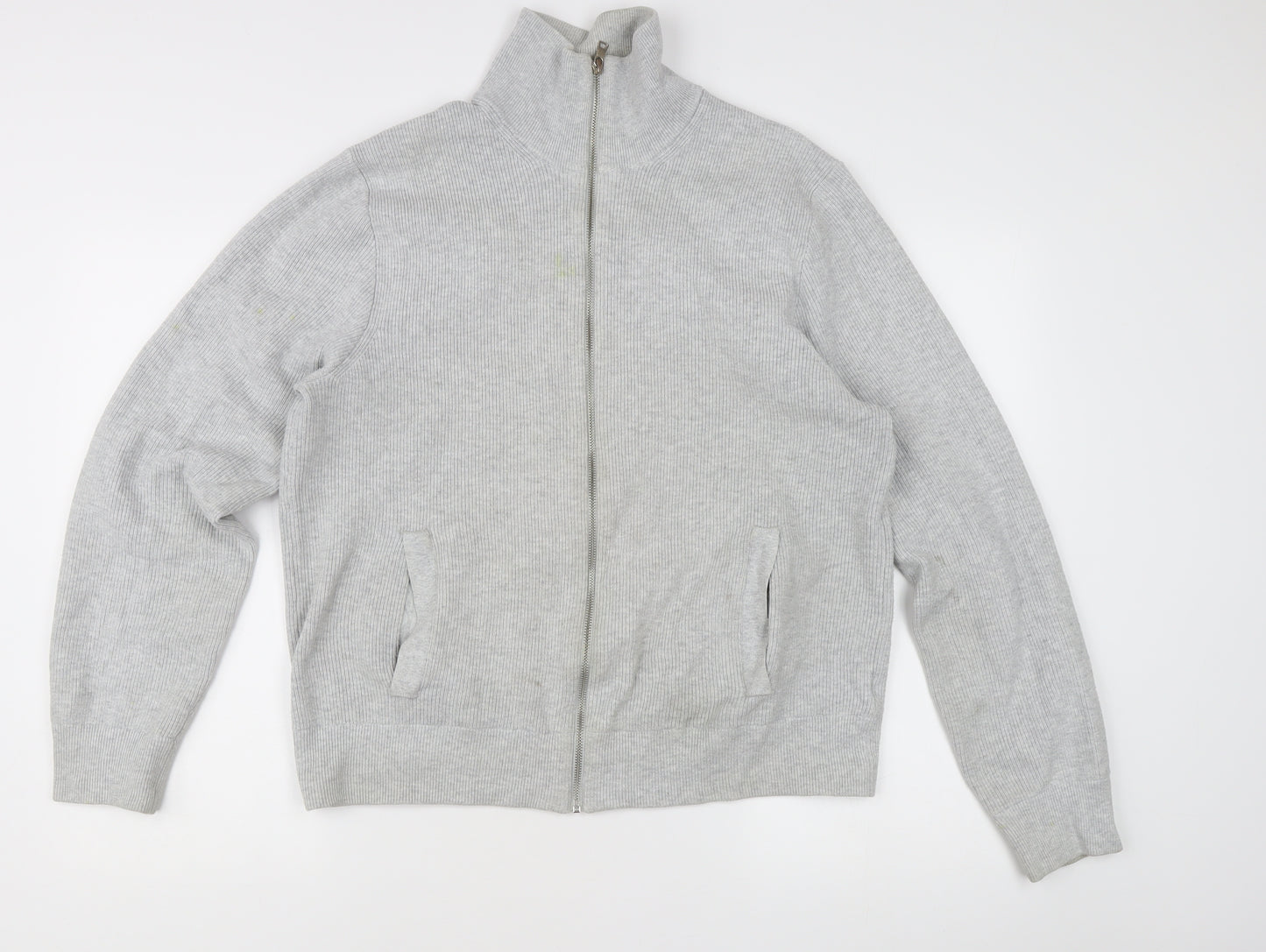 Marks and Spencer Men's Grey Knit Full Zip Jacket L Regular Fit