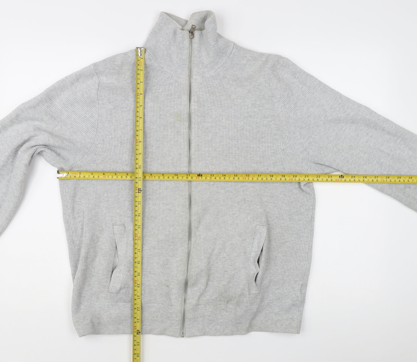 Marks and Spencer Men's Grey Knit Full Zip Jacket L Regular Fit