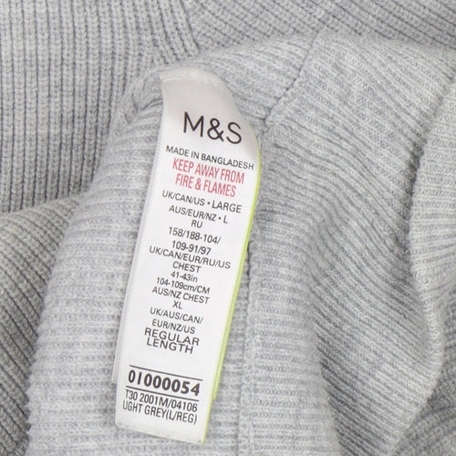Marks and Spencer Men's Grey Knit Full Zip Jacket L Regular Fit