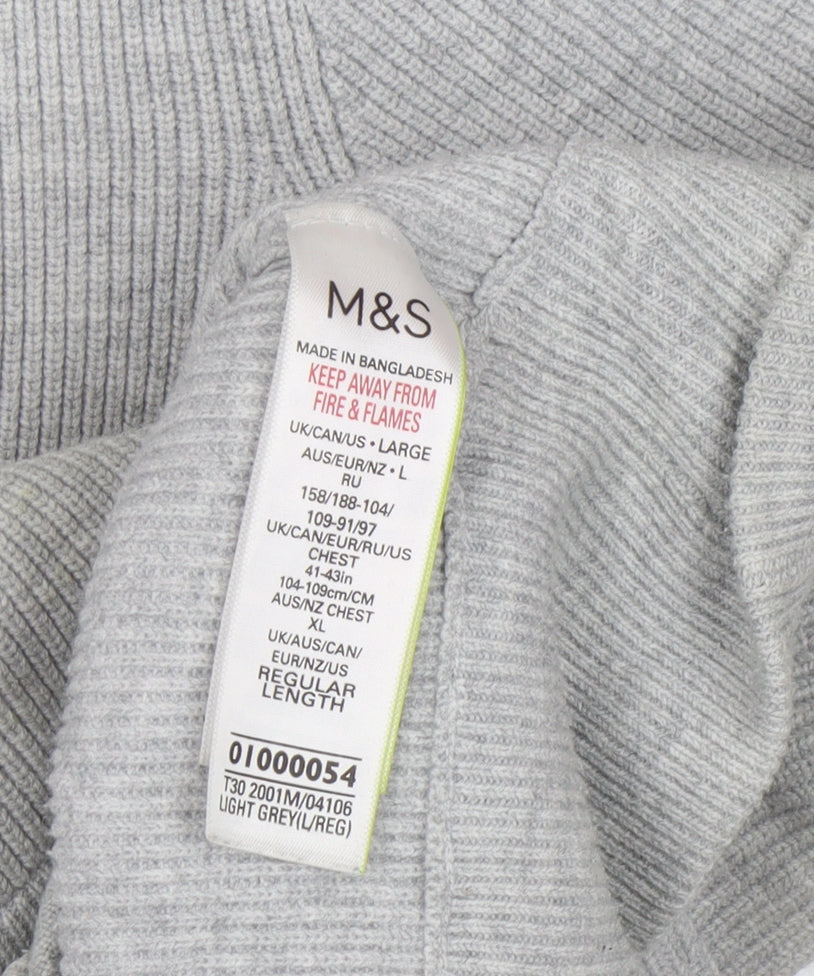 Marks and Spencer Men's Grey Knit Full Zip Jacket L Regular Fit