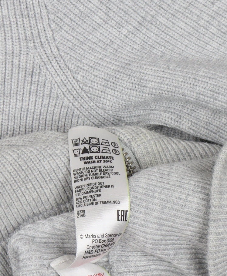 Marks and Spencer Men's Grey Knit Full Zip Jacket L Regular Fit