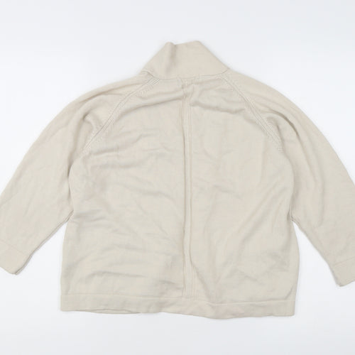 Marks and Spencer Women Beige Wool Blend Cardigan UK 16 Collared Knit
