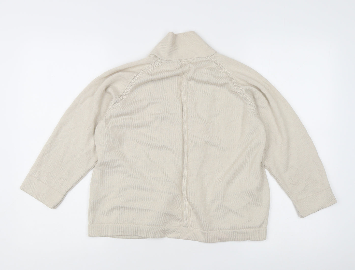 Marks and Spencer Women Beige Wool Blend Cardigan UK 16 Collared Knit