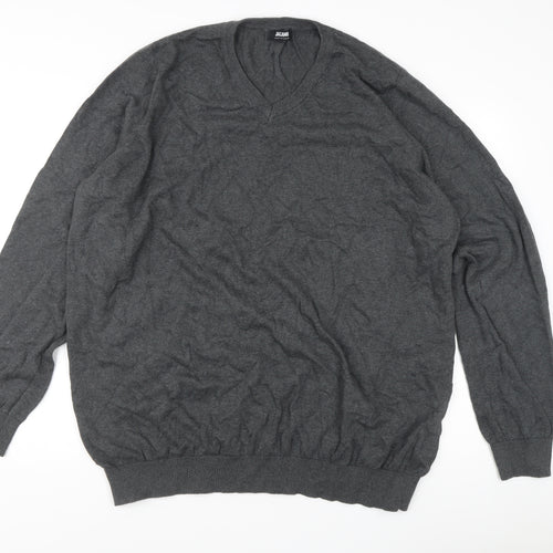 Jacamo Men’s Grey 3XL V-Neck Pullover Jumper Knit Long Sleeve