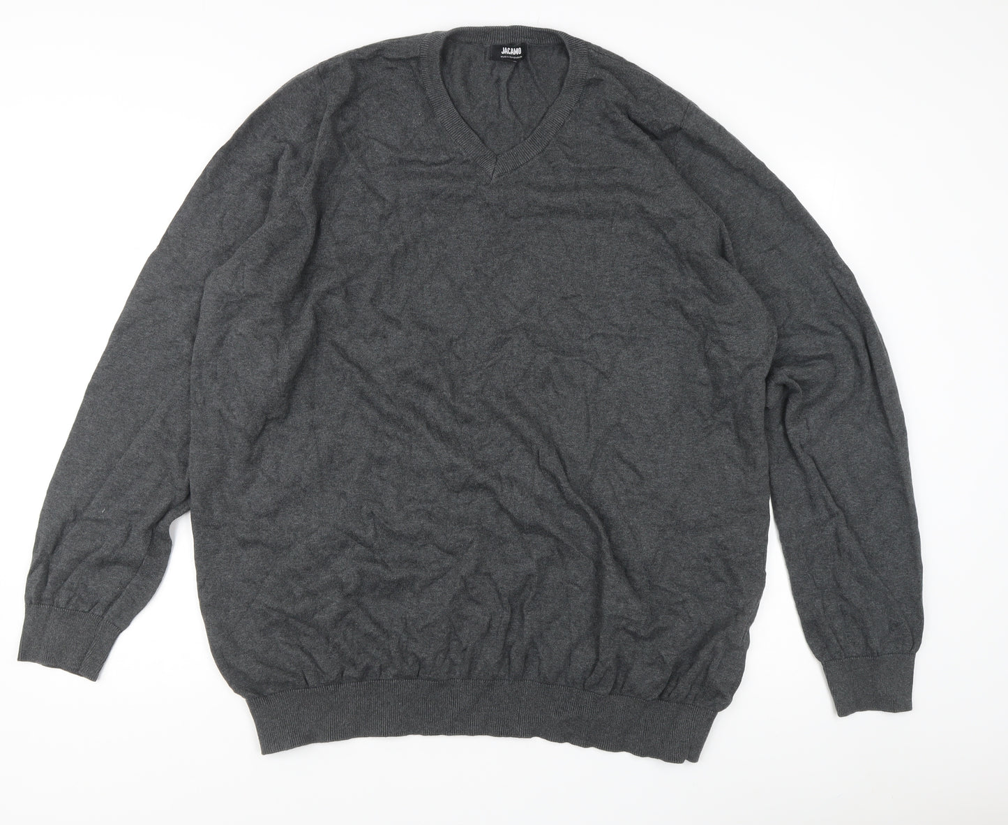 Jacamo Men’s Grey 3XL V-Neck Pullover Jumper Knit Long Sleeve