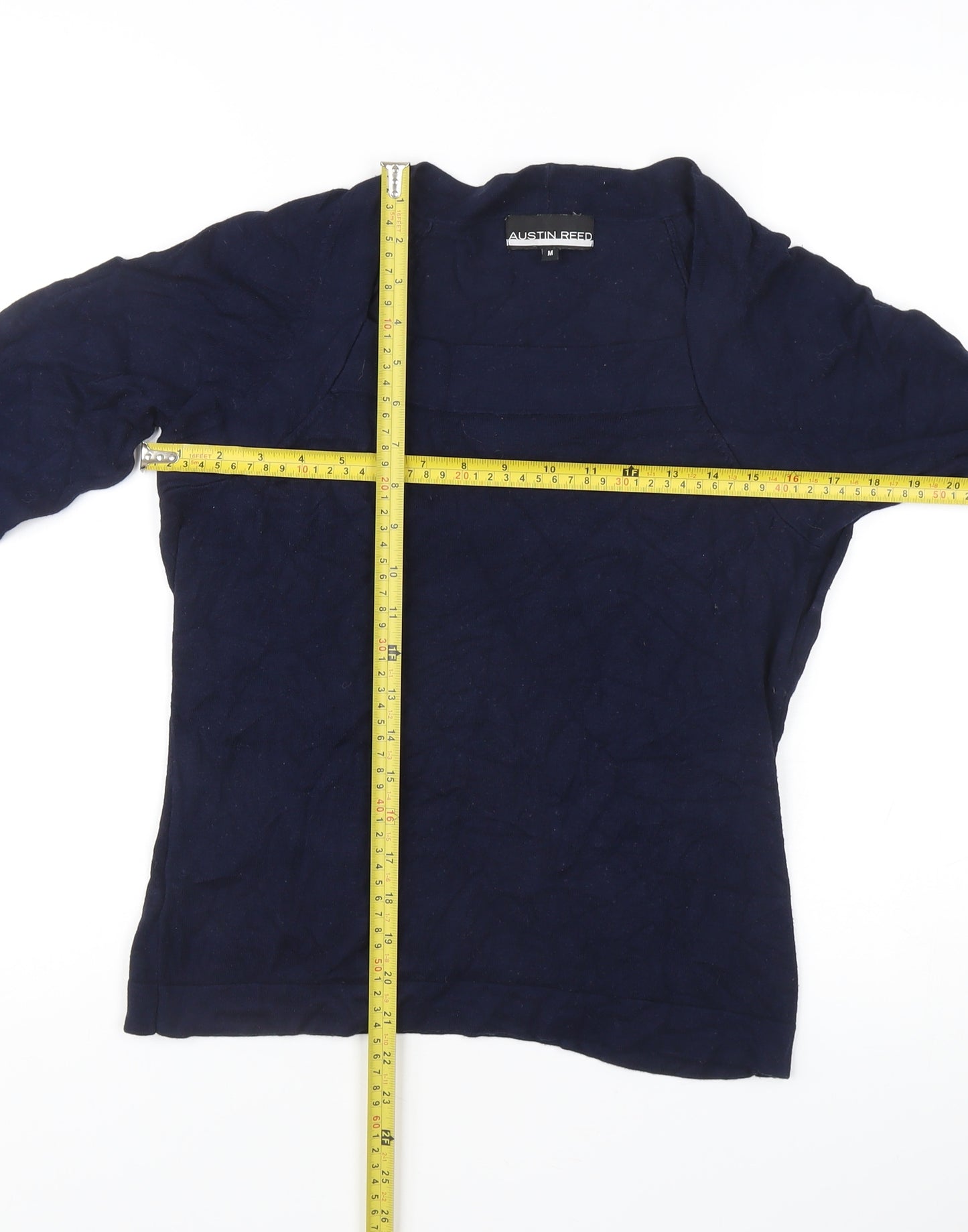 Austin Reed Women’s Blue M Cardigan Tight-Knit 3/4 Sleeve Raglan