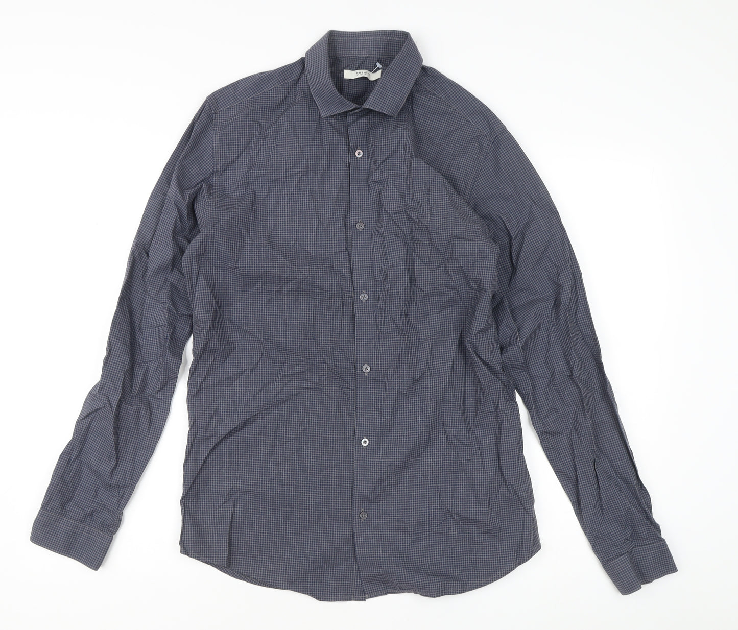 Jack & Jones Men’s Blue Check Slim Fit Cotton Shirt M Long Sleeve