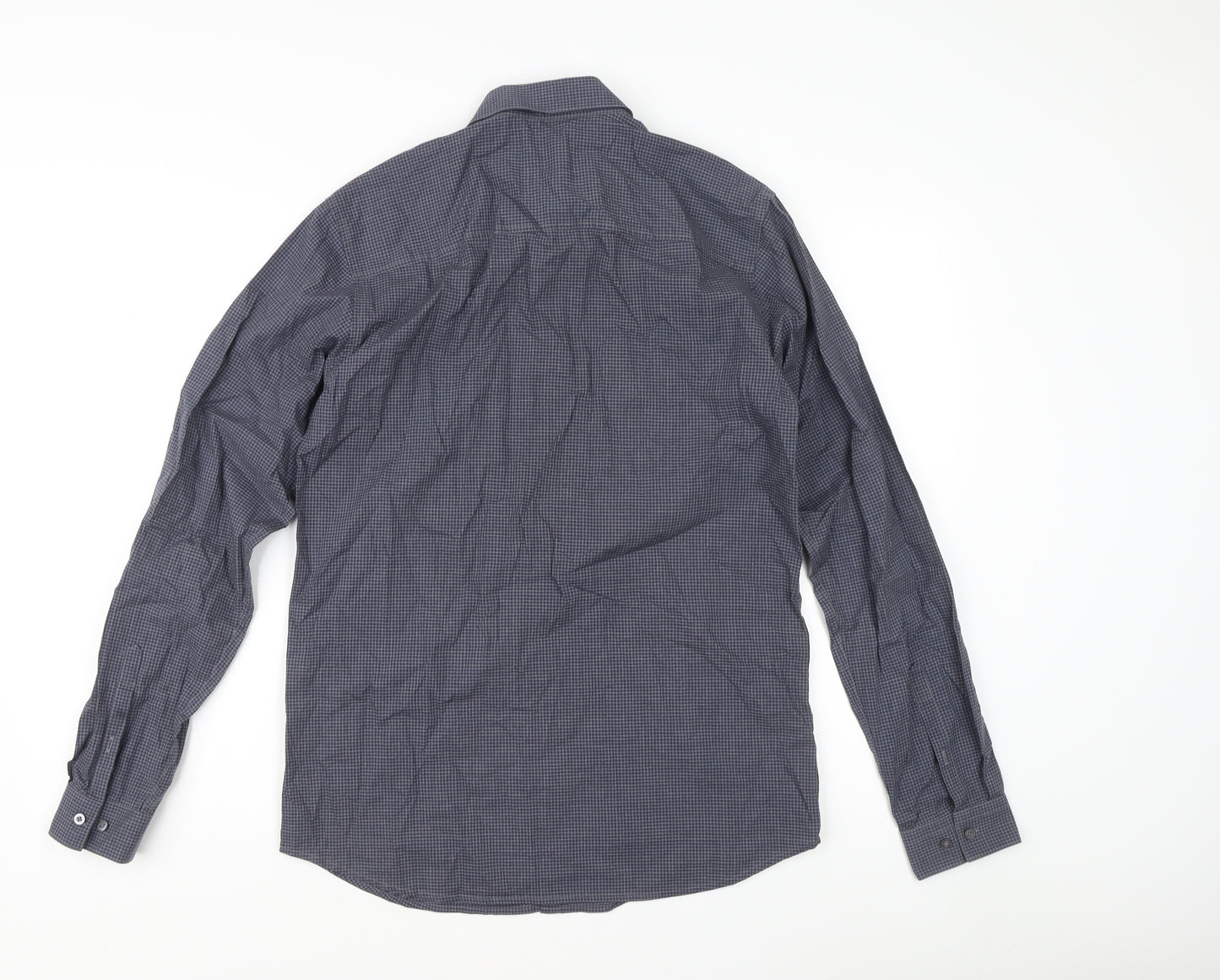 Jack & Jones Men’s Blue Check Slim Fit Cotton Shirt M Long Sleeve