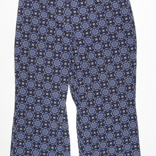Evans Women’s Blue Floral Wide-Leg Trousers Size 22 Plus Viscose