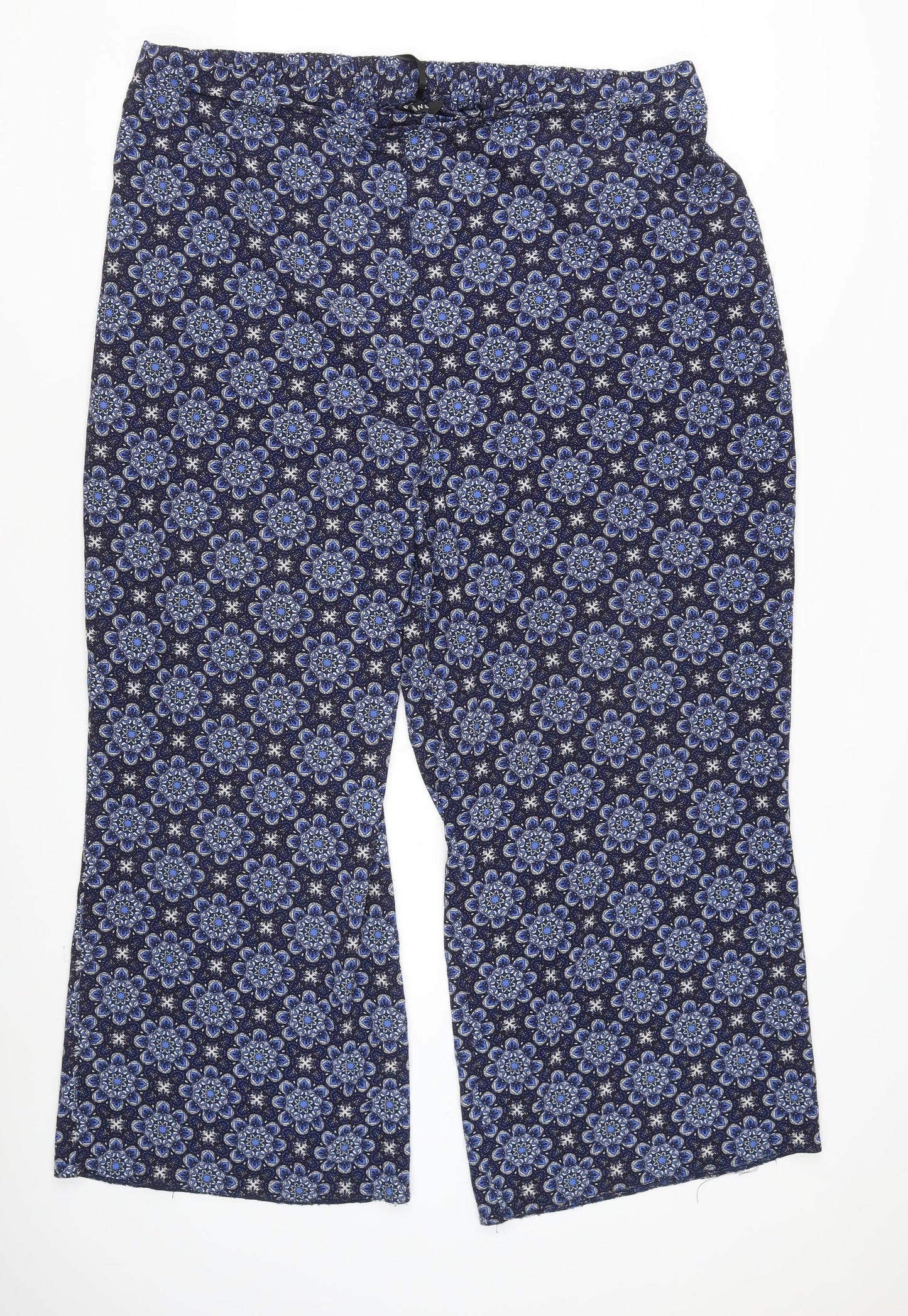 Evans Women’s Blue Floral Wide-Leg Trousers Size 22 Plus Viscose