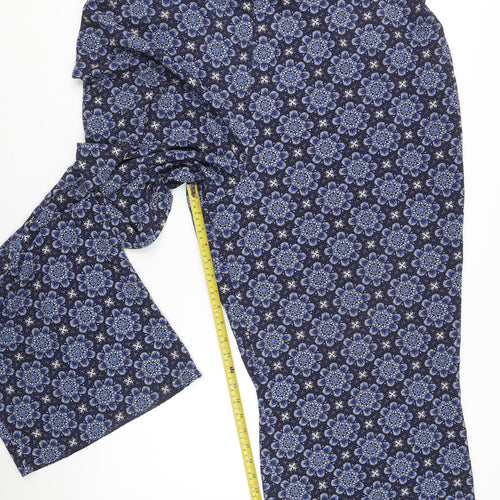 Evans Women’s Blue Floral Wide-Leg Trousers Size 22 Plus Viscose